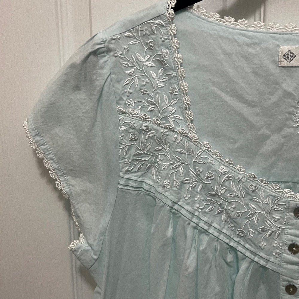 Eileen West Nightgown Womens M Blue Full Length Cottagecore Granny Sleepwear - Picture 6 of 11